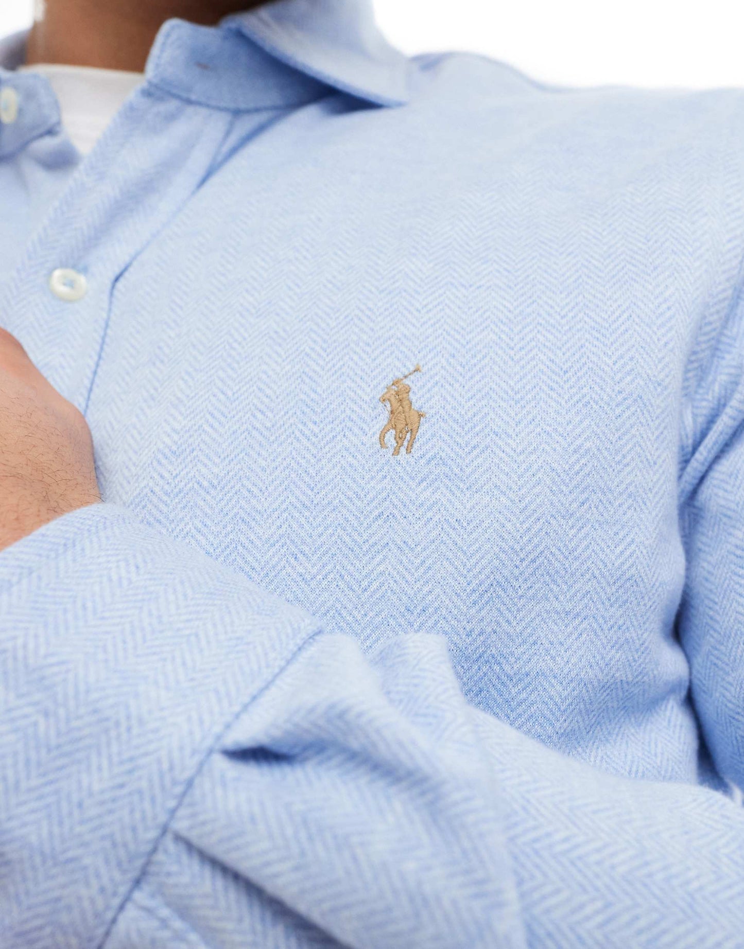 Icon Logo Estate Collar Herringbone Print Jersey Shirt
