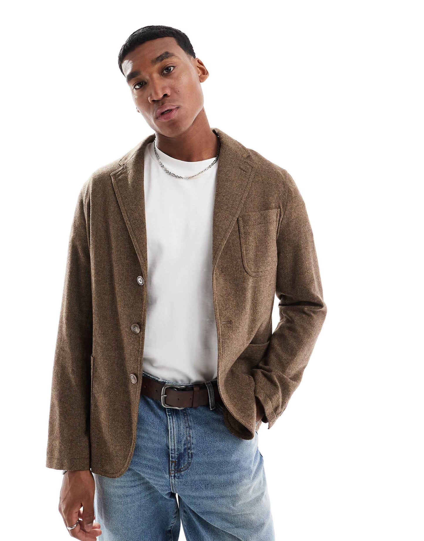 Single Breasted Herringbone Blazer