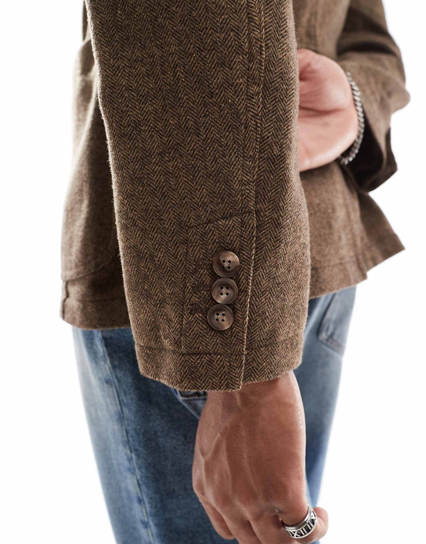 Single Breasted Herringbone Blazer