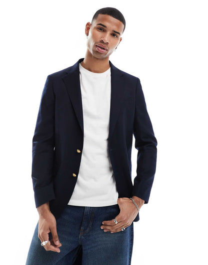 Single Breasted Wool Garbadine Blazer