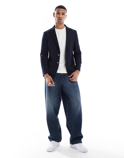 Single Breasted Wool Garbadine Blazer