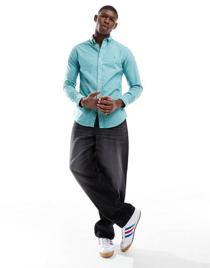 Icon Logo Slim Fit Garment Dyed Oxford Shirt