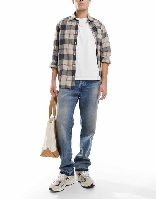 Heritage Straight Fit Raw Hem Jeans