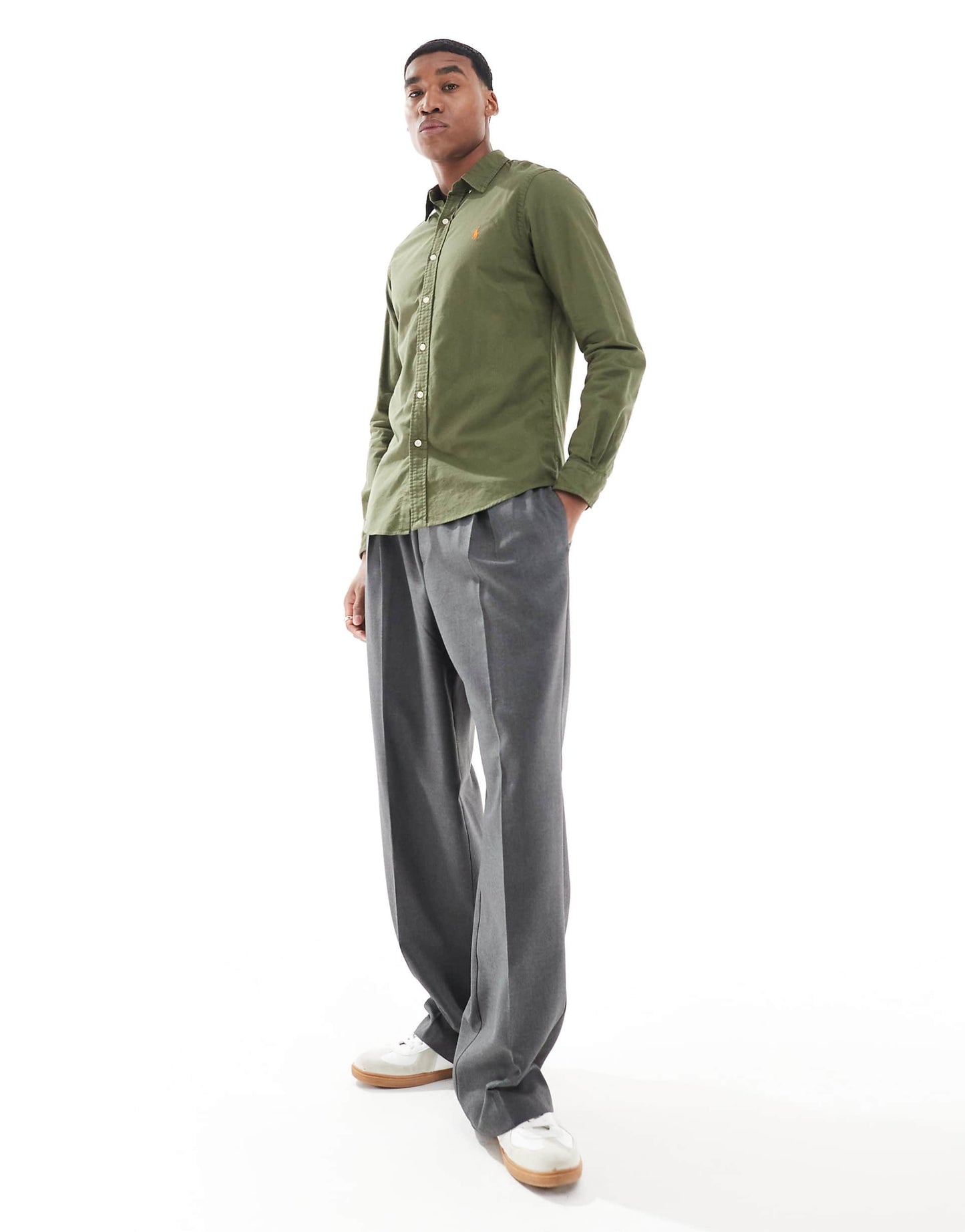 Icon Logo Slim Fit Garment Dyed Oxford Shirt