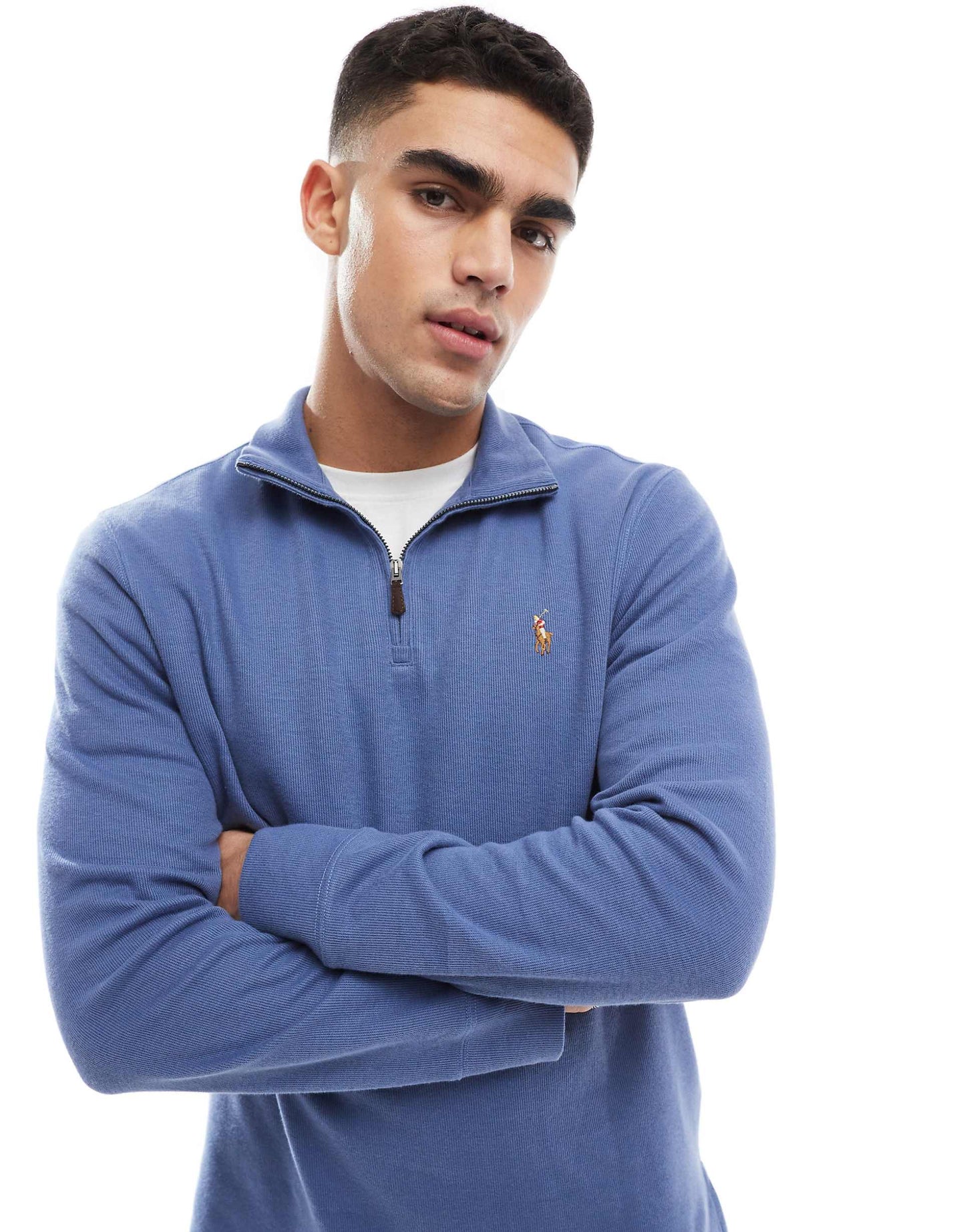 Icon Logo Double Knit Jacquard Half Zip Sweatshirt