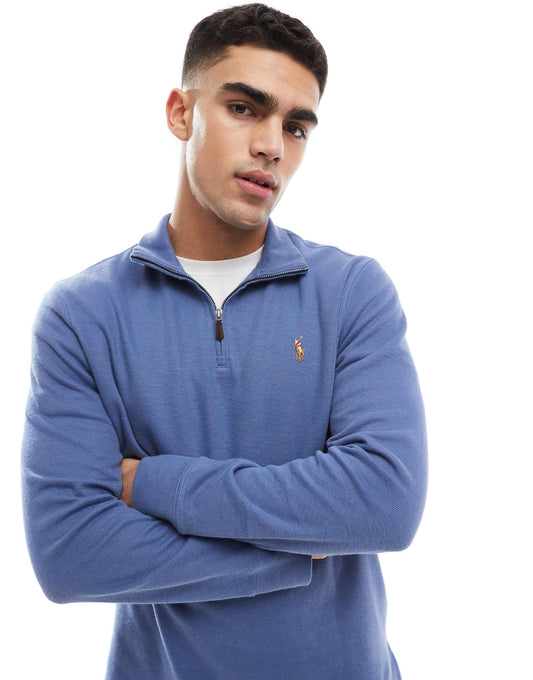 Icon Logo Double Knit Jacquard Half Zip Sweatshirt