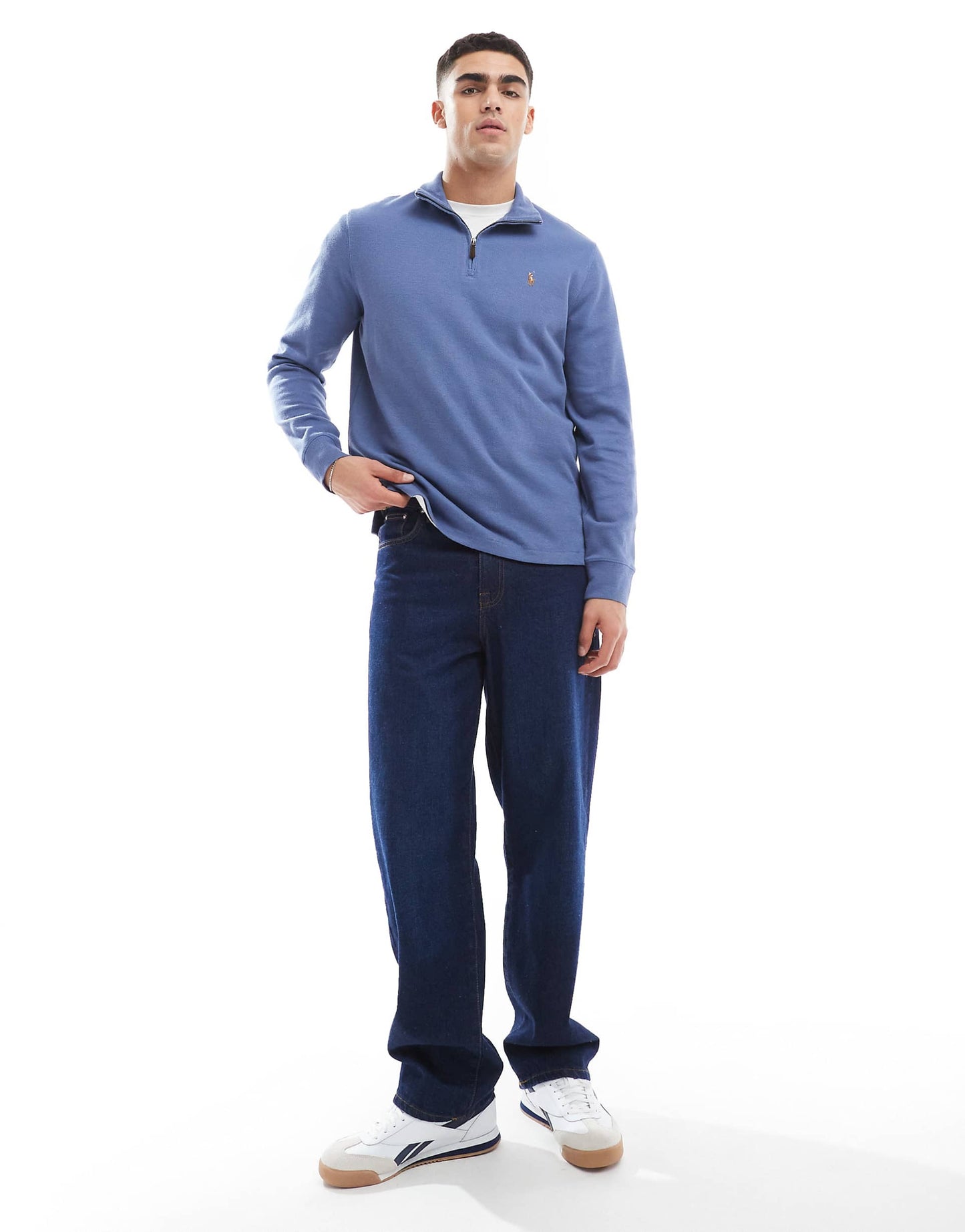 Icon Logo Double Knit Jacquard Half Zip Sweatshirt