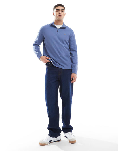 Icon Logo Double Knit Jacquard Half Zip Sweatshirt