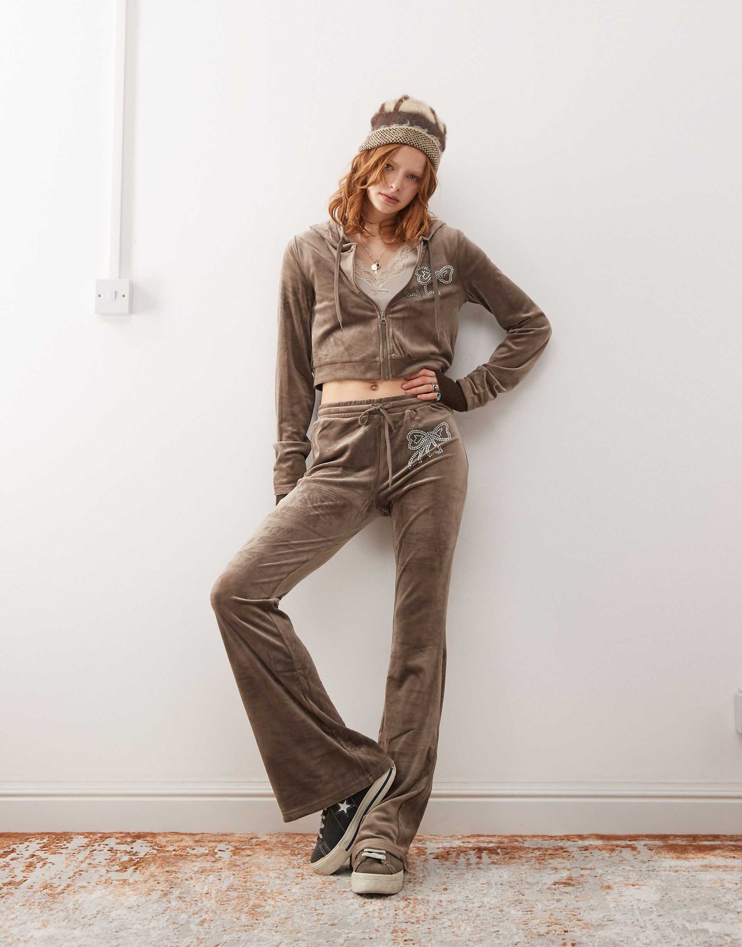 High Waisted Velour Trouser Co-Ord