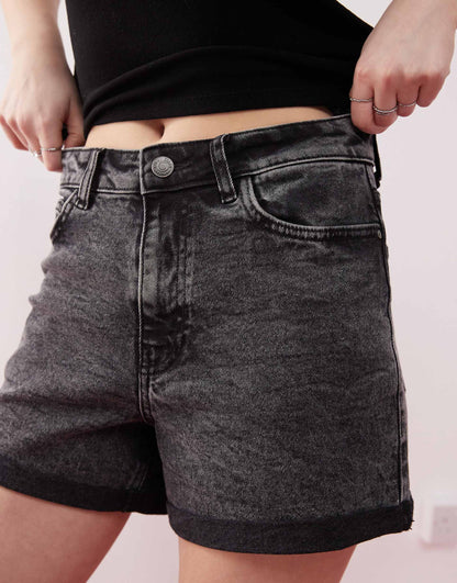 Moni High Waisted Turn Up Hem Denim Short