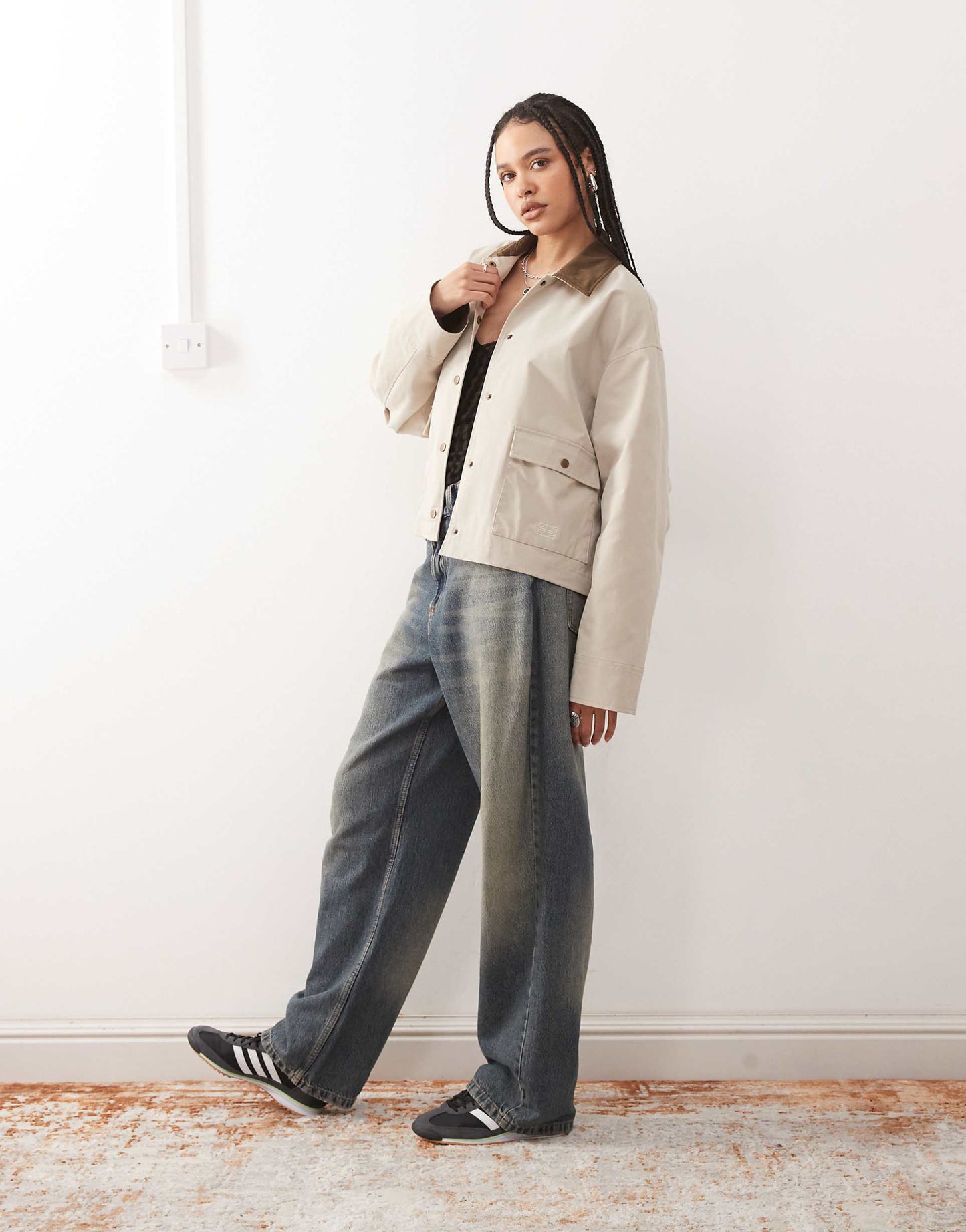 Contrast Collar Lightweight Barn Jacket