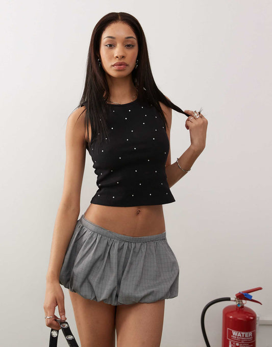 Rhinestone Ribbed Tank Top