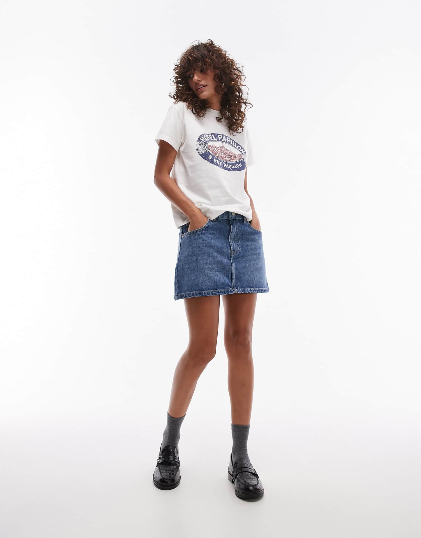 Denim Pelmet Mini Skirt