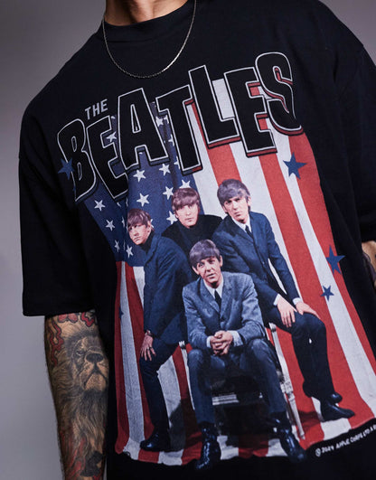 Unisex Oversized License T-Shirt With The Beatles Usa Tour Prints