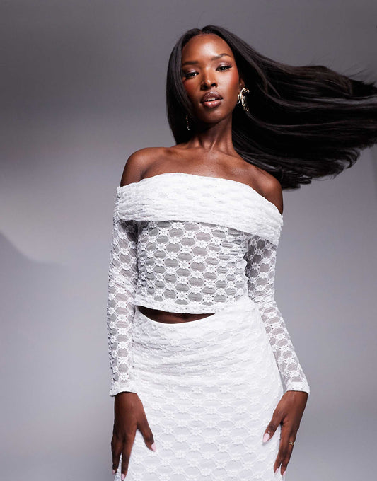 Lace Mesh Long Sleeve Top Co-Ord
