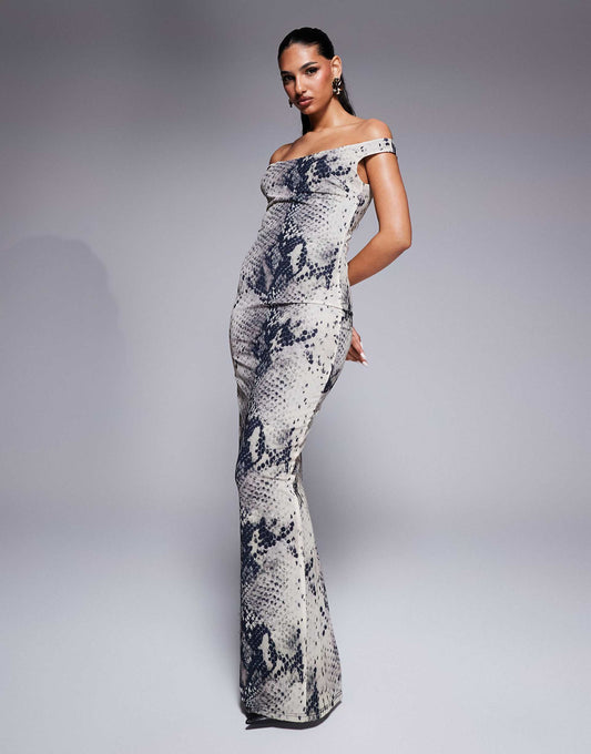 Off Shoulder Bodycon Maxi Dress