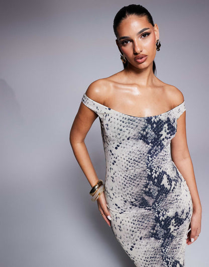 Off Shoulder Bodycon Maxi Dress
