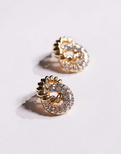 Double Down 18Ct Gold Plated Embellished Earrings