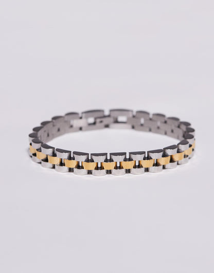 18Ct Gold Plated Two Tone Watch Strap Vintage Style Bracelet