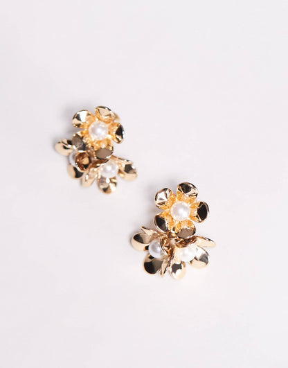 18Ct Gold Plated Blooming Flower Earrings