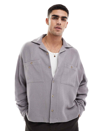 Boxy Textured Oversized Shirt