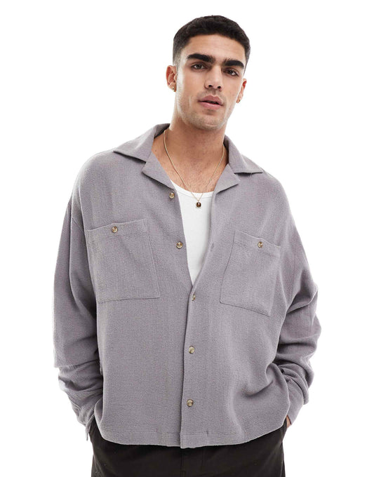 Boxy Textured Oversized Shirt