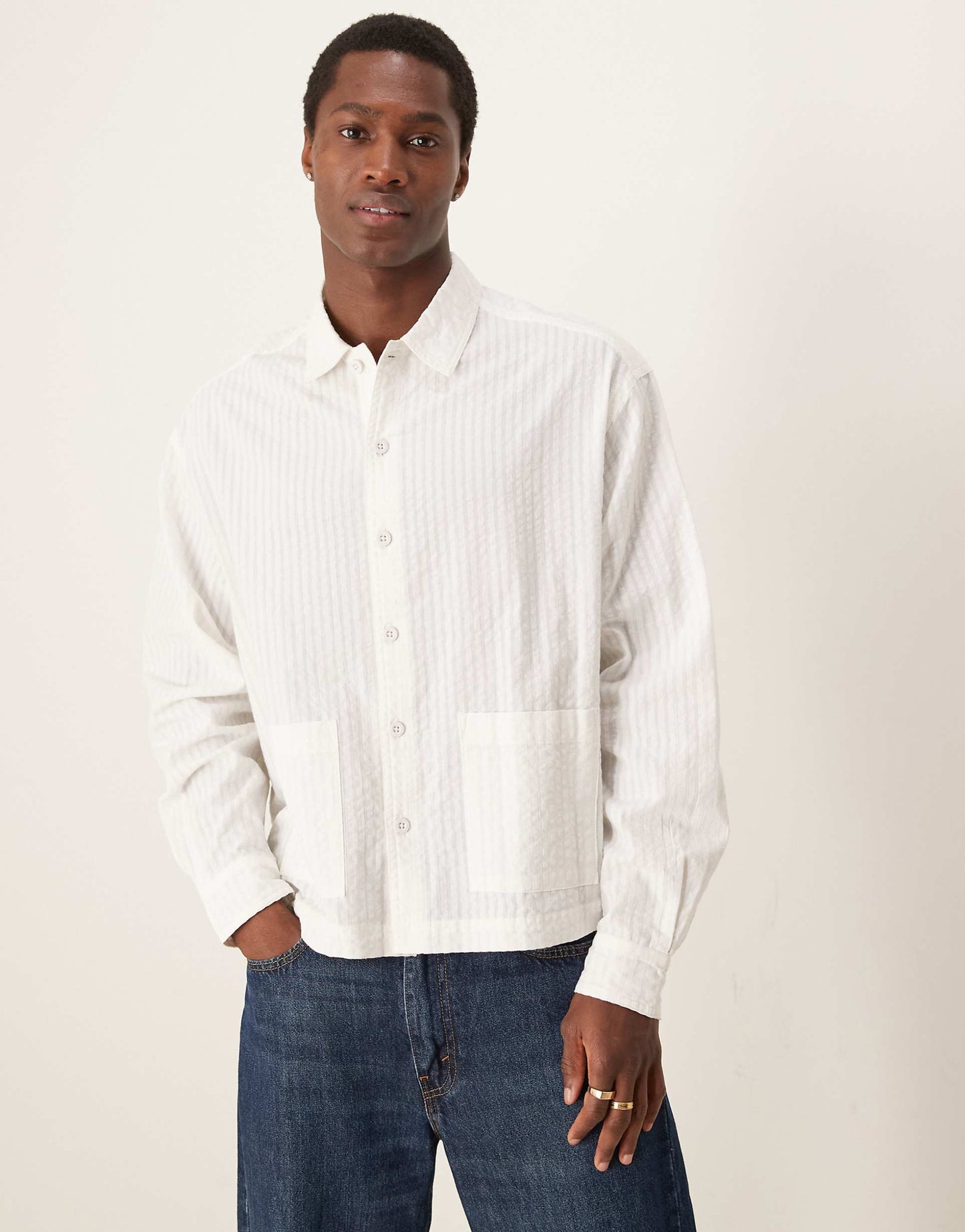 Boxy Seersucker Regular Shirt