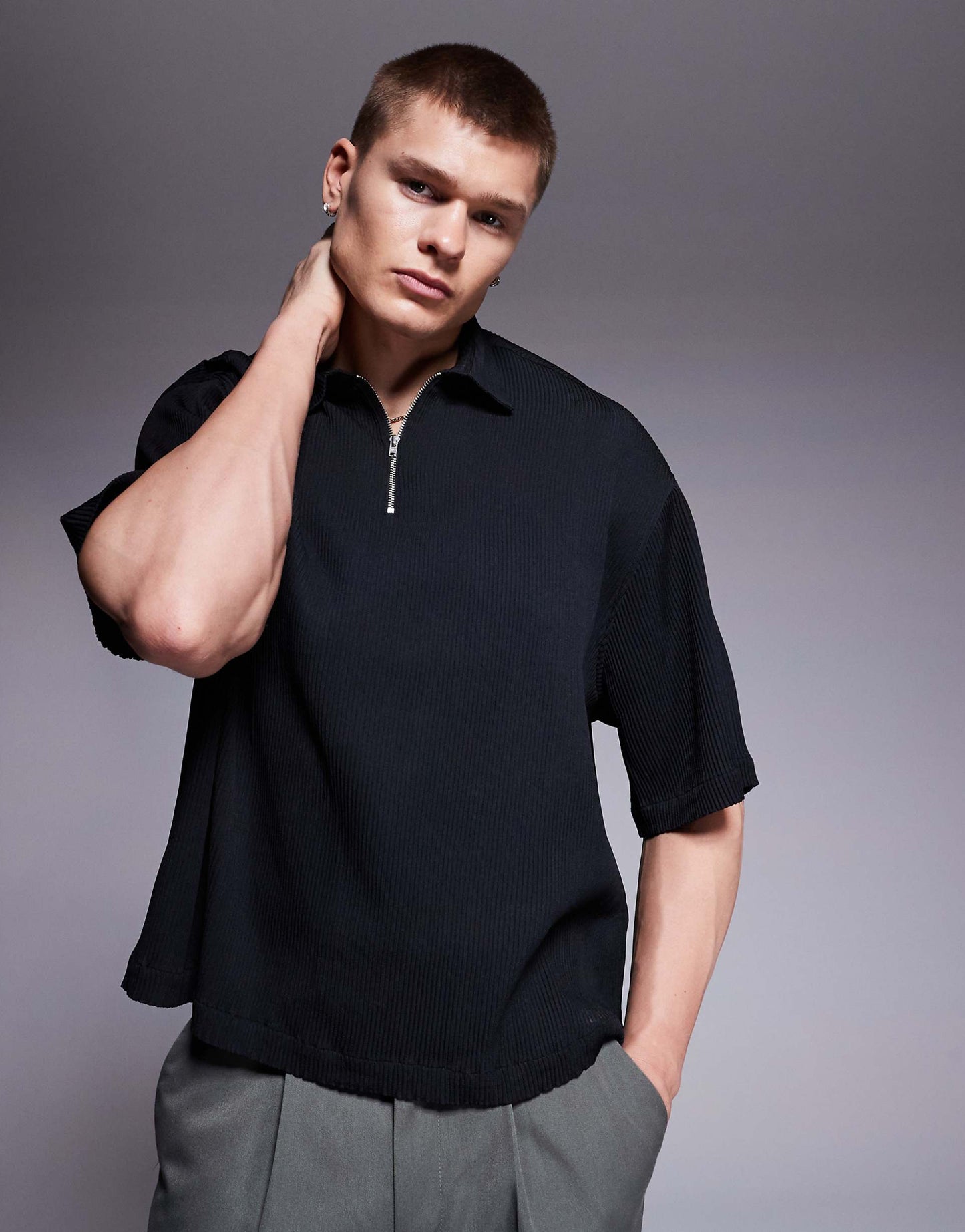 Overhead Boxy Plisse Regular Shirt