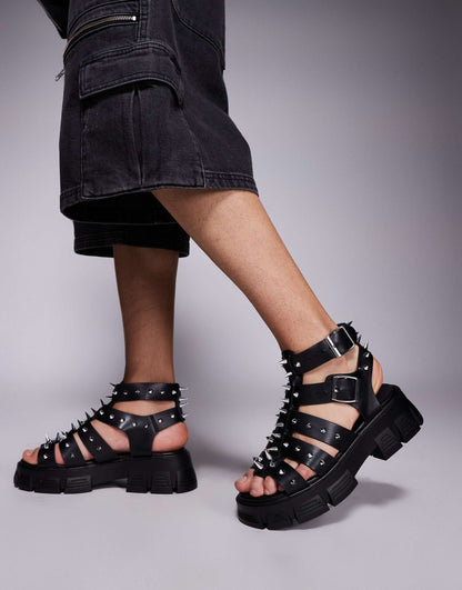 Gladiator Sandals With Studs On Chunky Sole