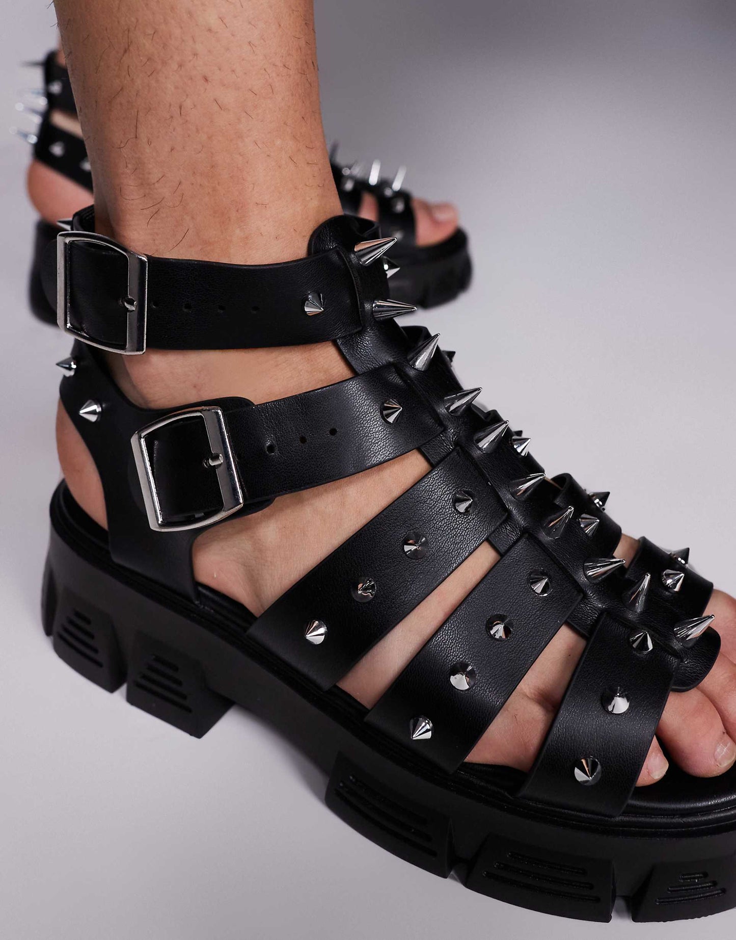 Gladiator Sandals With Studs On Chunky Sole