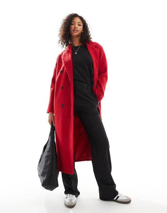 Long Tailored Wool Look Coat
