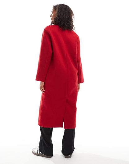 Long Tailored Wool Look Coat