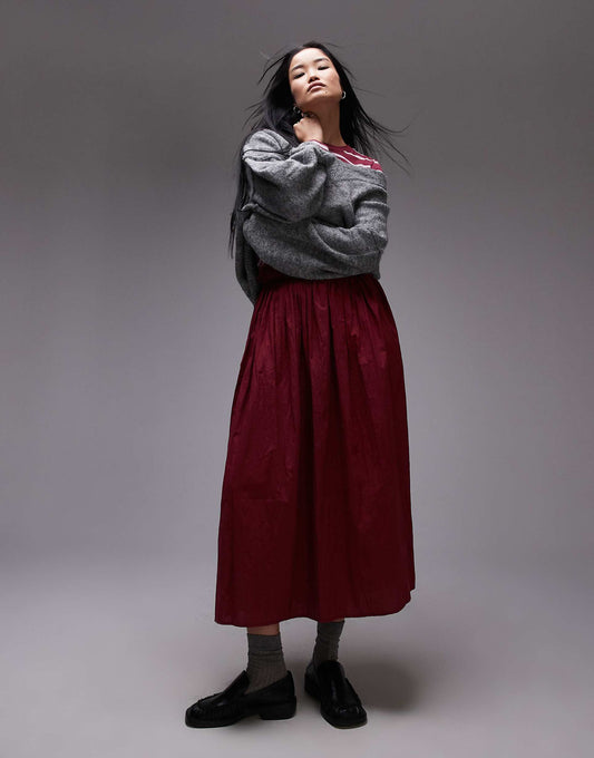 Crinkle Cotton Laundered Full Skirt