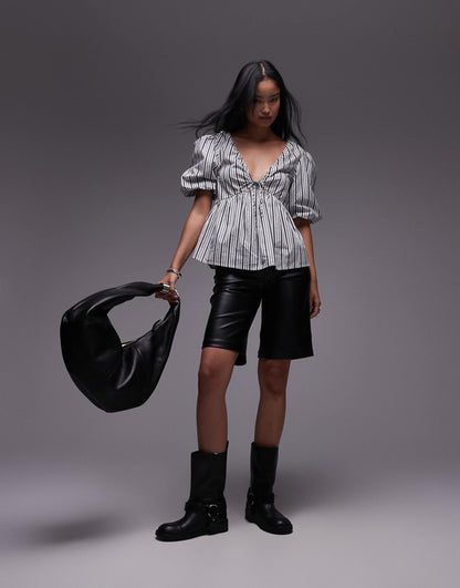 Poplin Puff Sleeve Top