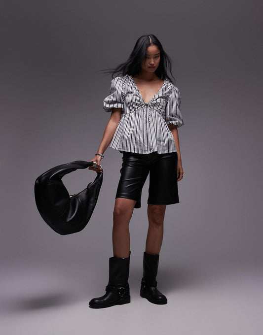 Poplin Puff Sleeve Top