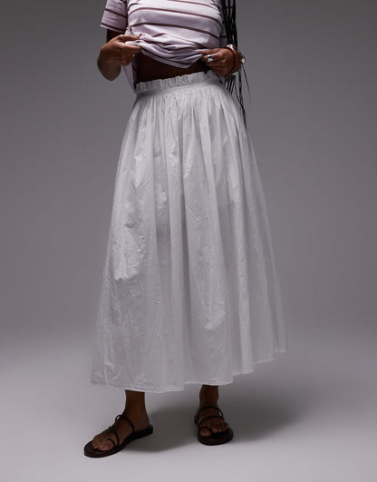 Crinkle Cotton Laundered Full Skirt