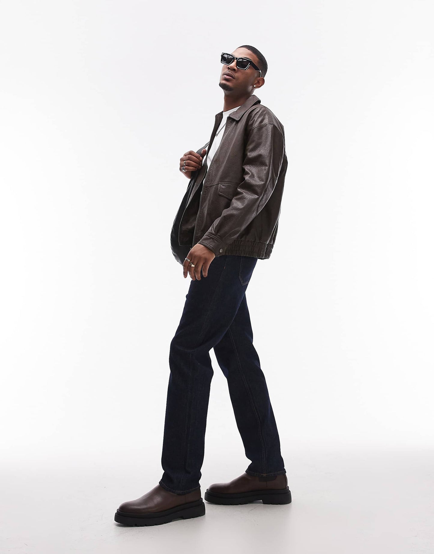 Faux Leather Harrington Jacket