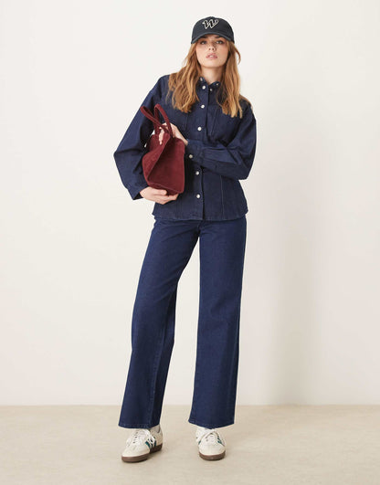 Cinched Waist Denim Shirt Co-Ord