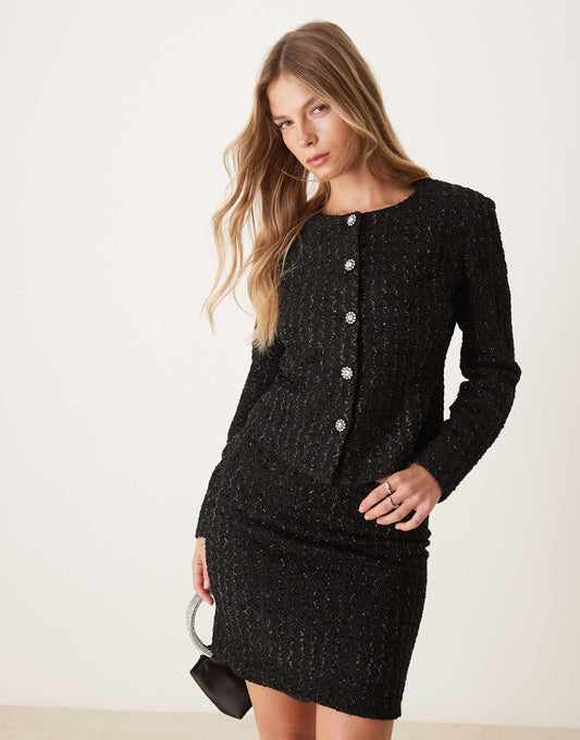 Glitter Detail Trophy Jacket Co-Ord