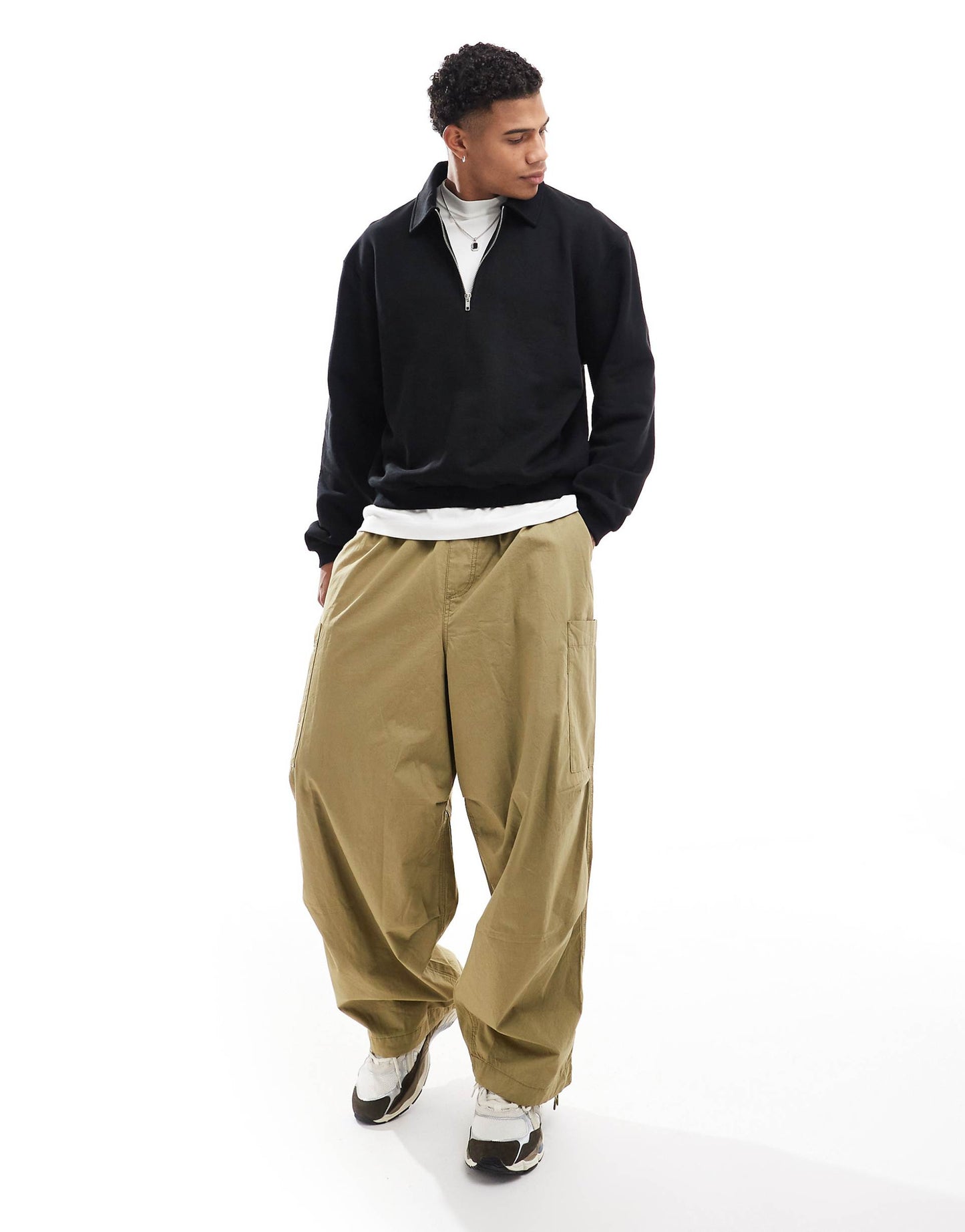 Boxy Oversized Quarter Zip Sweatshirt