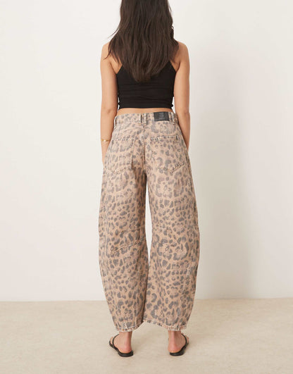 Good Luck Barrel Leg Leopard Print Jean