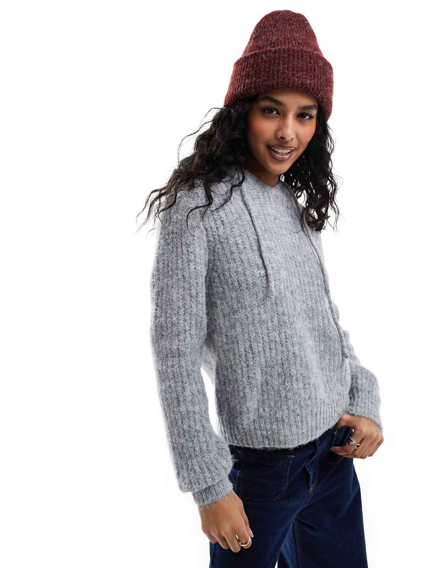 Chunky Ribbed Hooded Jumper