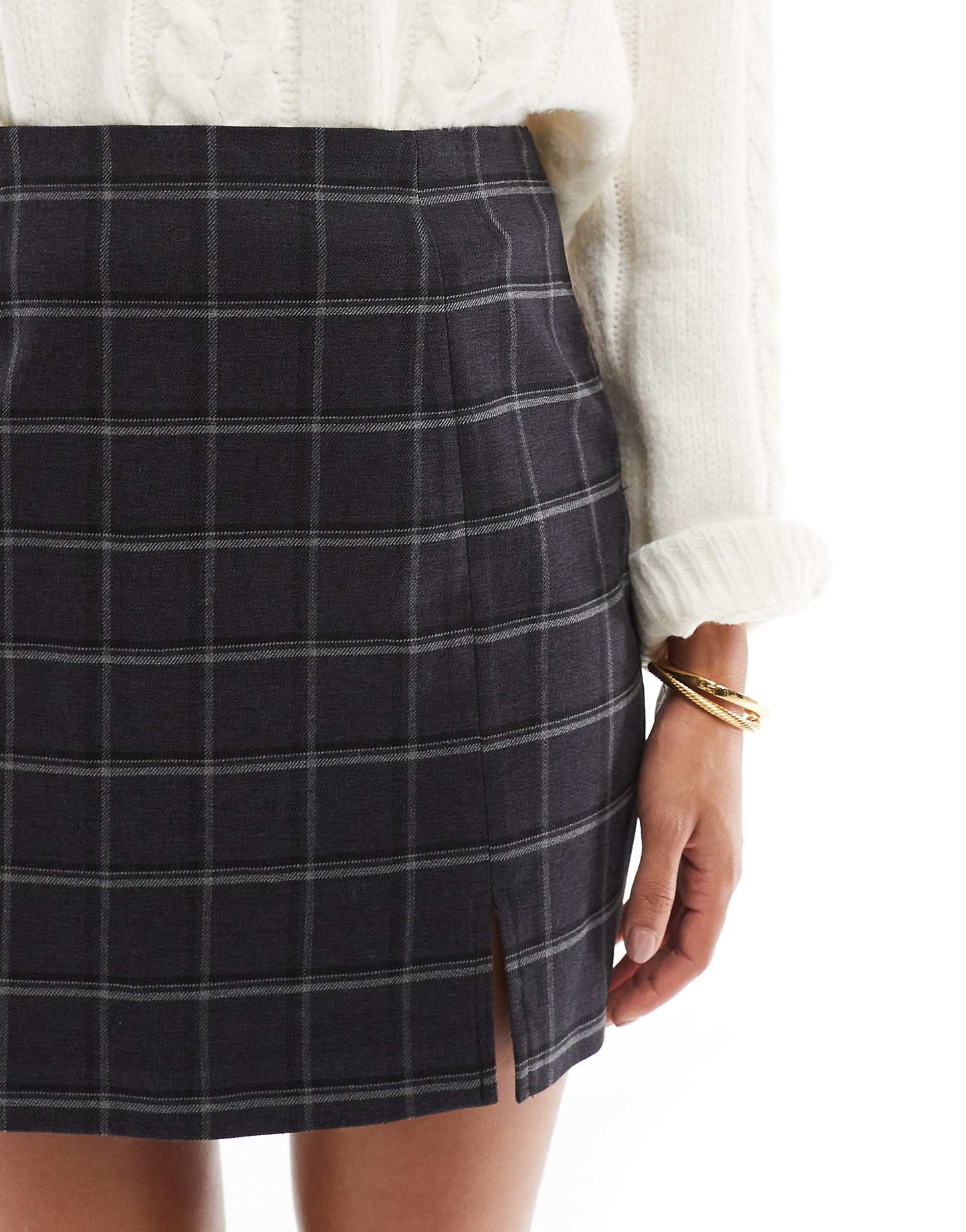 Notch Front Tailored Skirt