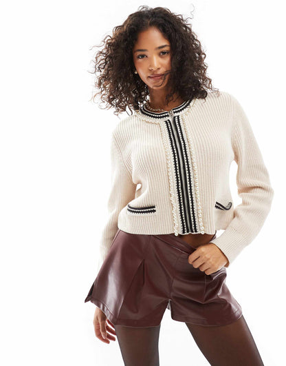 Zip Up Knitted Short Cardigan