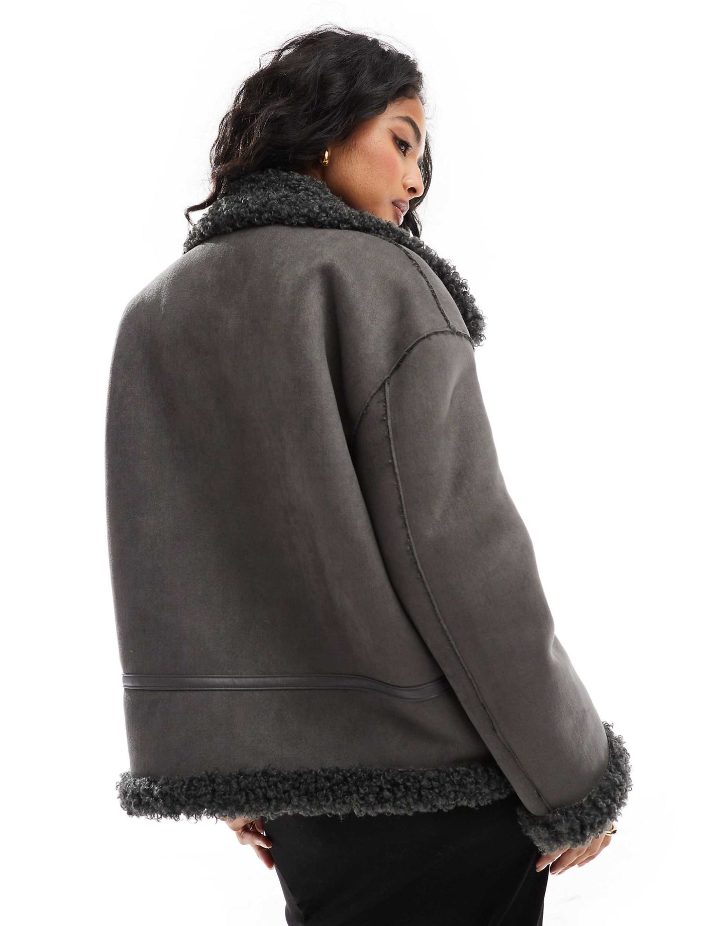 Reversible Faux Suede And Shearling Aviator Jacket