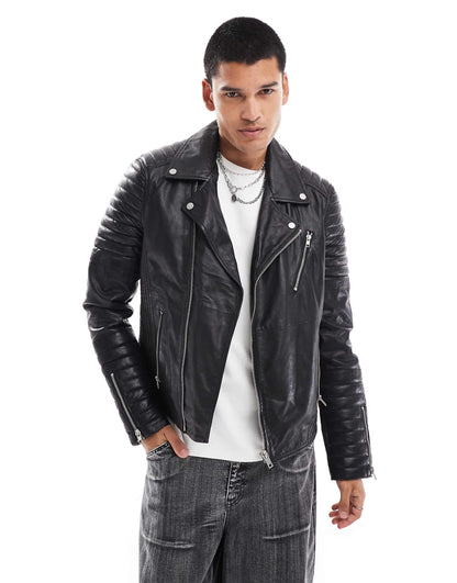 Real Leather Classic Biker Jacket