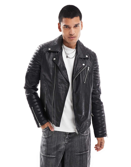 Real Leather Classic Biker Jacket
