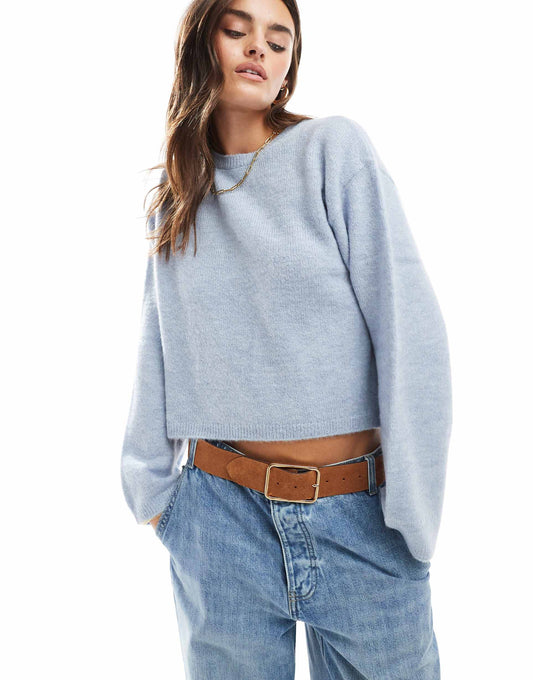 Fluffy Knitted Dropped Shoulder Jumper