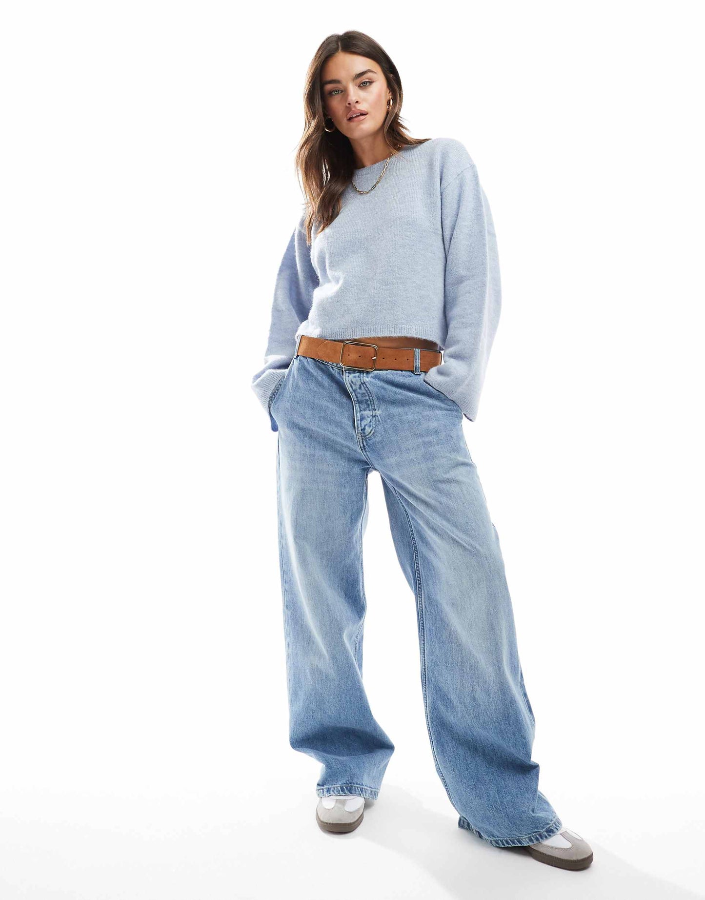 Fluffy Knitted Dropped Shoulder Jumper