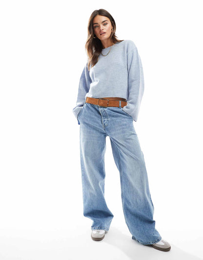 Fluffy Knitted Dropped Shoulder Jumper